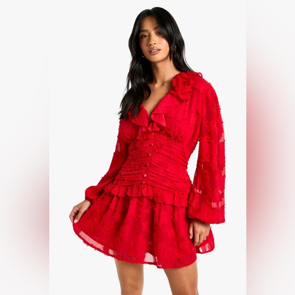 Long sleeve red mini dress